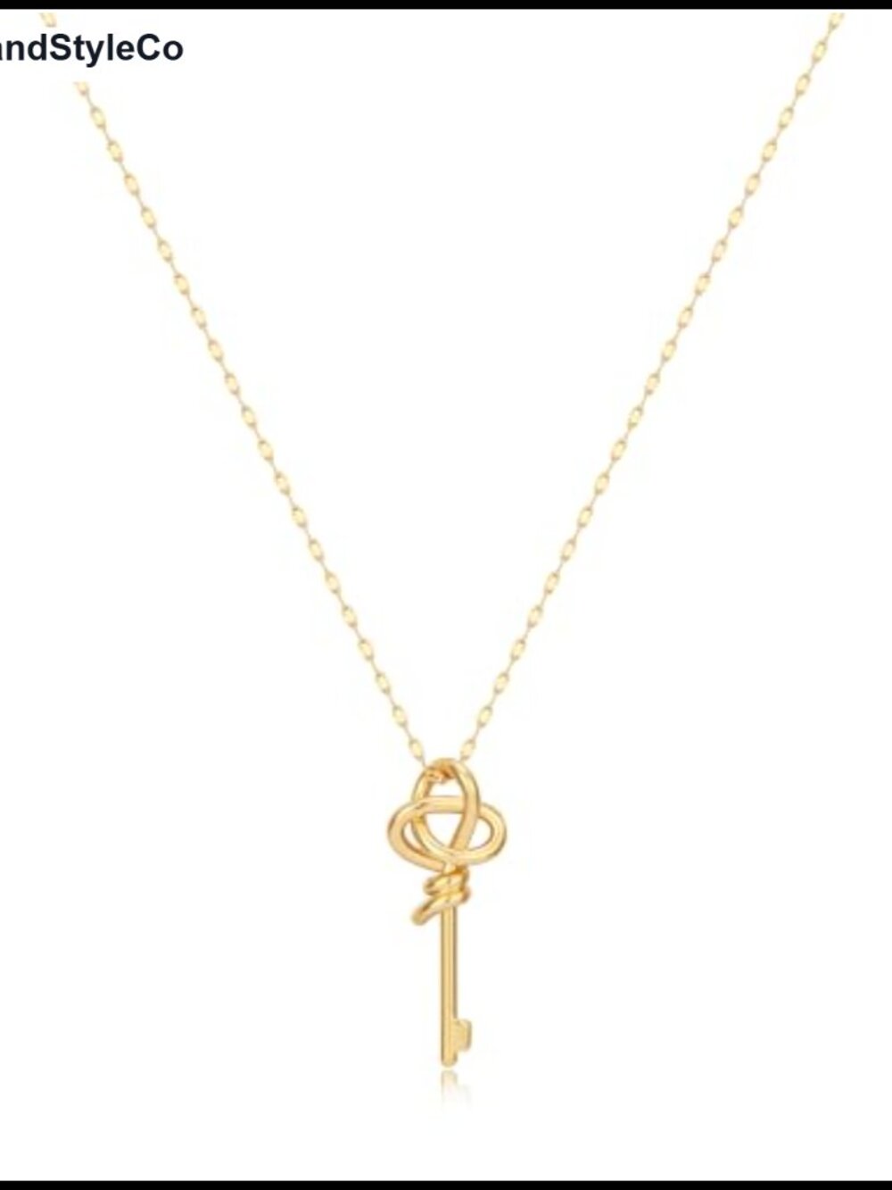 Gold Plated Key Pendant Necklace Dainty Adjustable 21.2 in Lobster Clasp